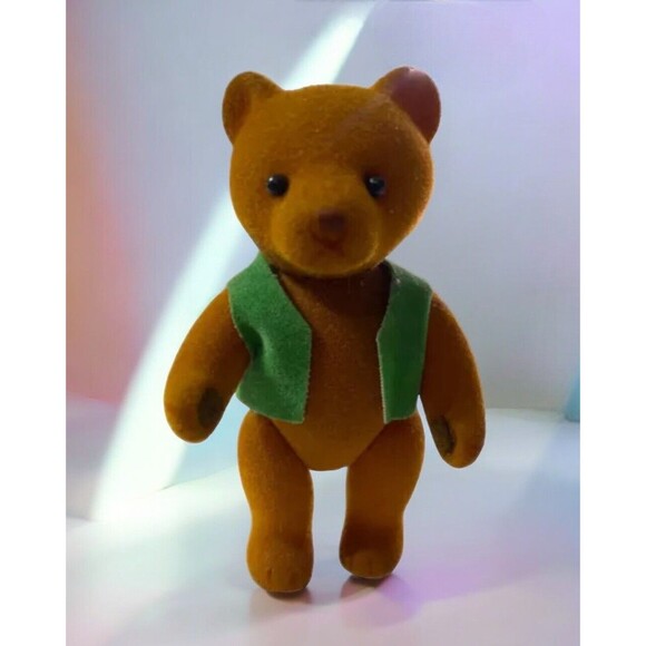 Teddy Bear Story Applause Brown Bear Mini Dolls 1986 Flocked Vintage - Picture 1 of 8